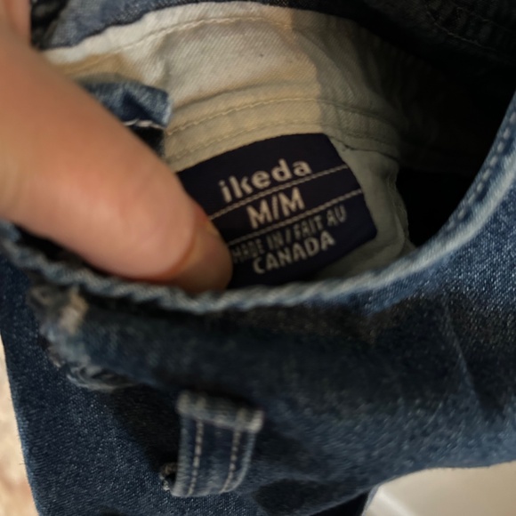 Women's Vintage IKEDA Medium Blue Denim Overalls w/Distressing & Wear - Picture 11 of 11